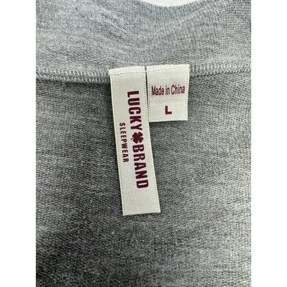 Lucky Brand Womens Large Robe Gray Wrap Style Short Tie Inside Belt - Picture 2 of 9